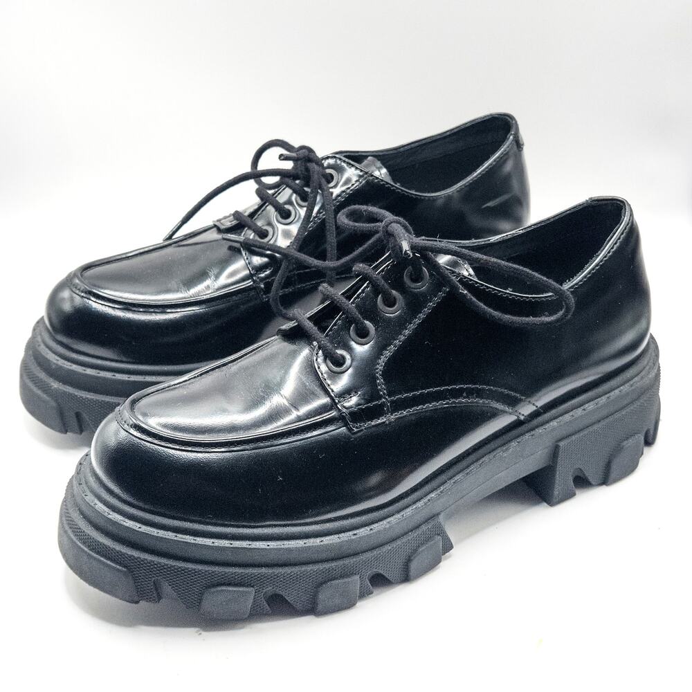 Steve Madden Helga Platform Oxfords Black Size 9 Dark Academia - Picture 1 of 12